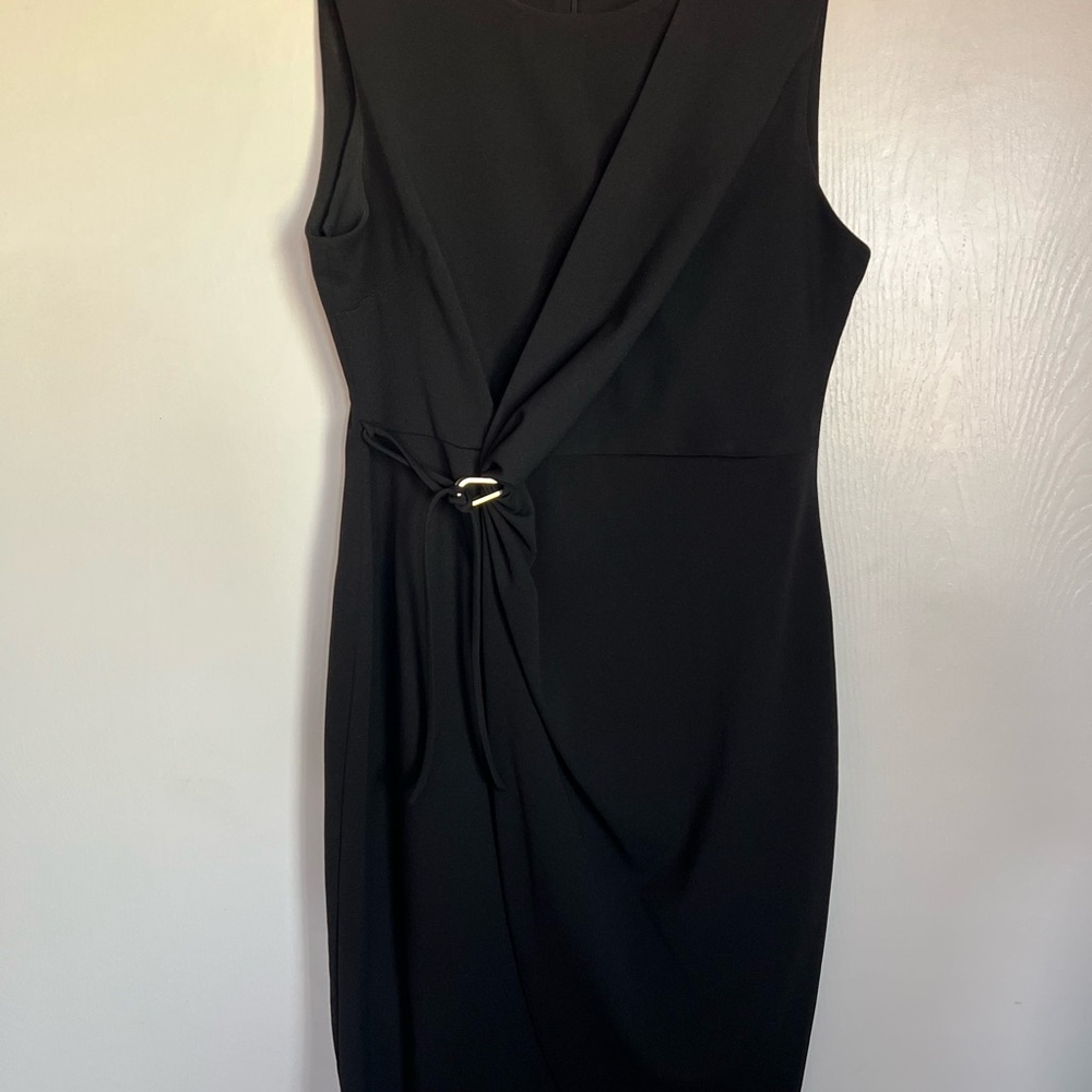 Calvin Klein Black Sleeveless Sheath Midi Dress